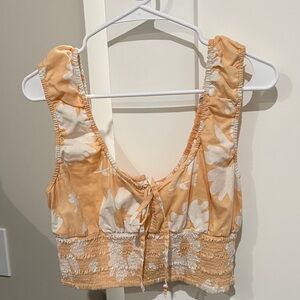 American Eagle Outfitters Floral Crop Top - Orange and White